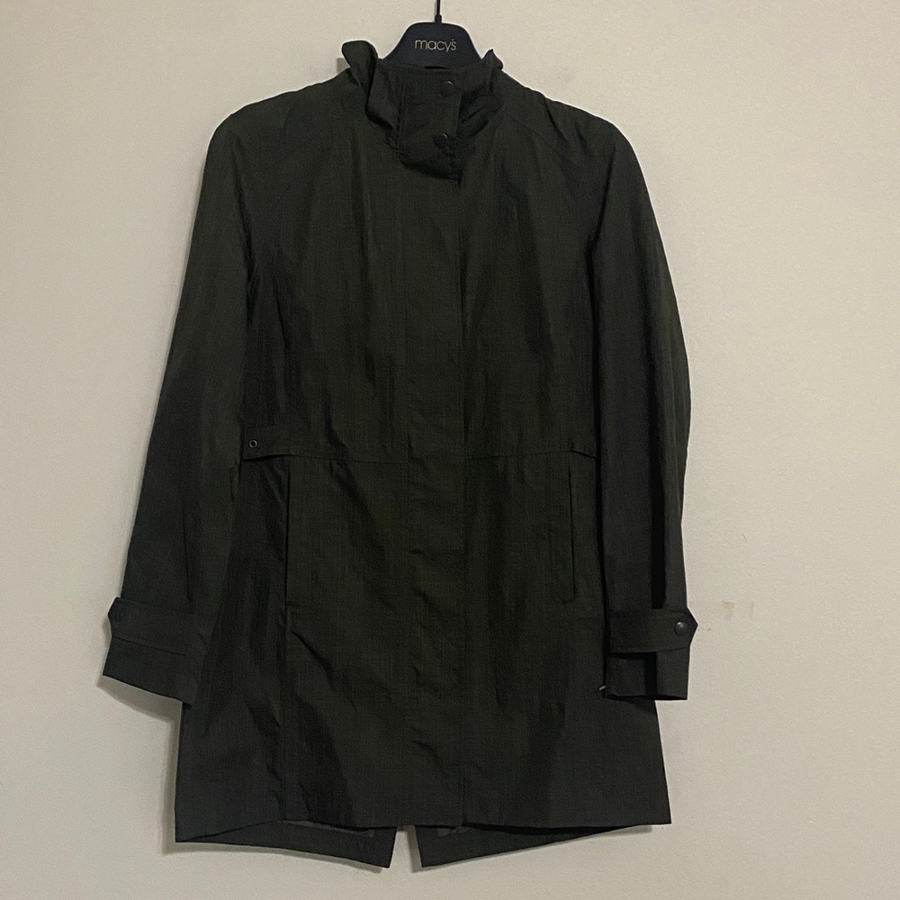 Kirkland Signature Trench Coat Women M Rain Jacket full zip outdoor hiking green